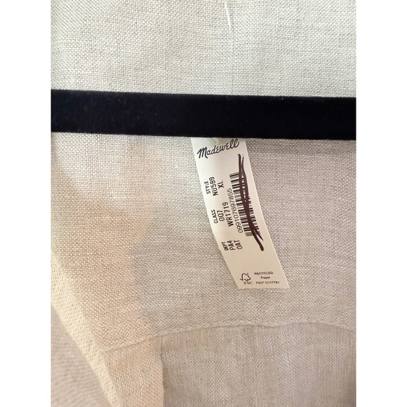 Madewell Utility Short-Sleeve Mini Shirtdress‎ in 100% Linen XL NWT - Picture 5 of 8
